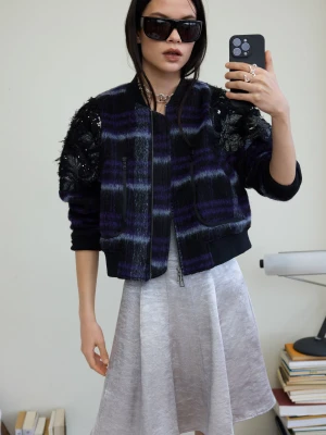 bomber w kratę haftowana Desigual czerwony