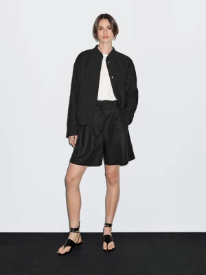 Bomberka Oversize Ze 100% Bawełny - Czarny - - Massimo Dutti - Kobieta