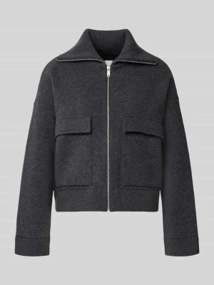Bomberka oversized z mieszanki bawełny model 'COTTON-WOOL KNIT' ARMEDANGELS Antracytowy