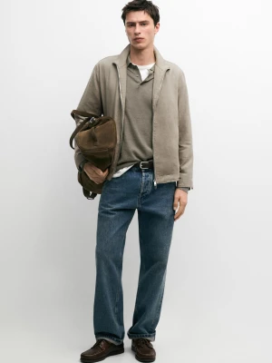 Bomberka Z Lnu - Beżowy - - Massimo Dutti - Mężczyzna