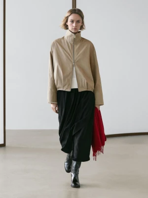 Bomberka Z Mieszanki Bawełny - Szarobrązowy - - Massimo Dutti - Kobieta