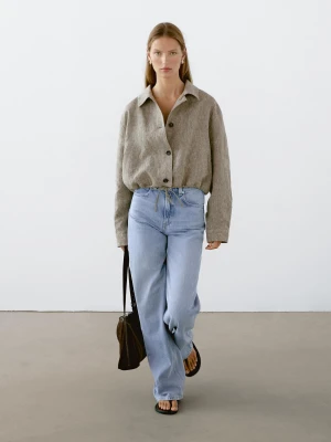 Bomberka Ze 100% Lnu - Szary - - Massimo Dutti - Kobieta