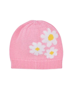 Bondi Czapka dzianinowa "Daisies" w kolorze różowym rozmiar: 47 cm