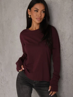 Bordowa Bawełniana Bluzka Longsleeve Basic Alicenoa Jumelle