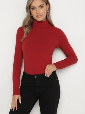 Bordowa Bawełniana Bluzka z Golfem Neranna glo-story