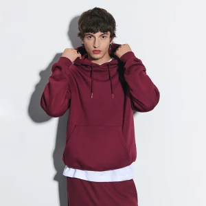 Bordowa bluza basic regular fit z kapturem House