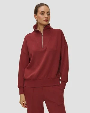 Bordowa Bluza Damska Varley Hawley Half Zip Sweat