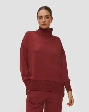 Bordowa Bluza Z Golfem Damska Varley Barker High Neck Sweat