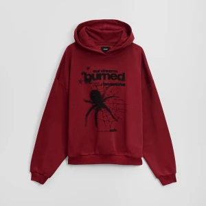 Bordowa bluza z kapturem i dużym nadrukiem loose fit House