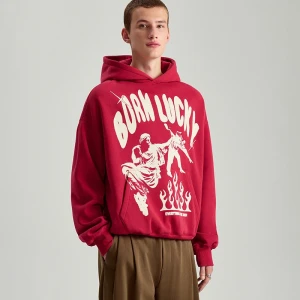 Bordowa bluza z kapturem i nadrukiem House