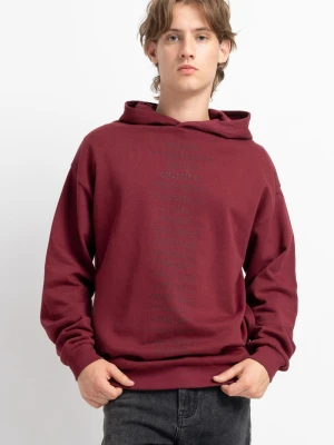 Bordowa bluza z kapturem z grafiką z przodu Reporter