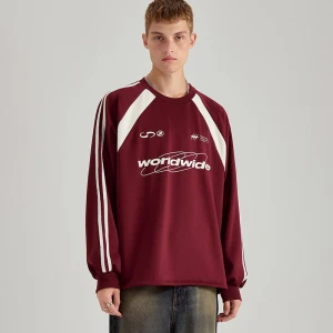 Bordowa bluza z nadrukiem i białymi wstawkami House