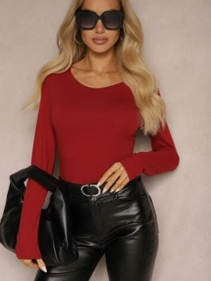 Bordowa Bluzka Bawełniana Typu Longsleeve Mialoraea glo-story