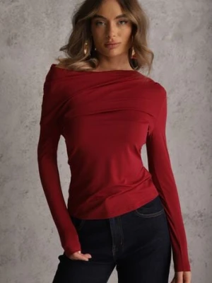 Bordowa Bluzka Longsleeve Vices z Asymetrycznym Dekoltem Fertie