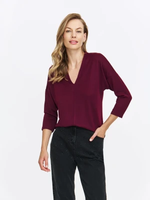 Bordowa bluzka o luźnym fasonie Top Secret
