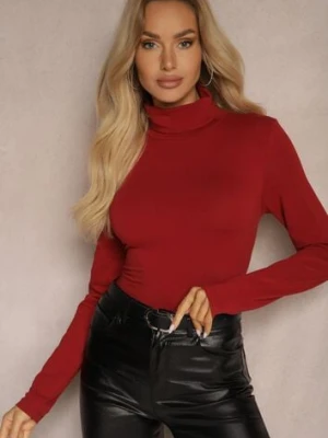 Bordowa Bluzka z Bawełny z Golfem Nerisja glo-story