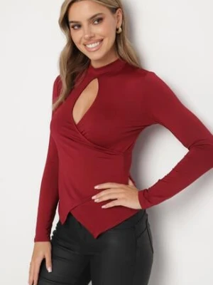 Bordowa Bluzka z Wycięciem Jeshe by swan