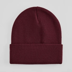 Bordowa czapka beanie z podwiniętym brzegiem House