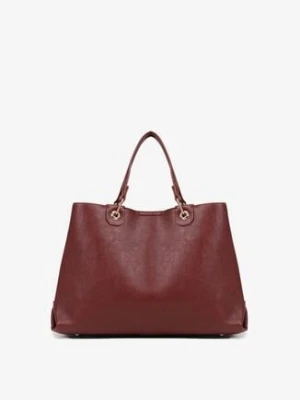 Bordowa Dwukomorowa Torebka Typu Shopper Ozdobiona Metalicznymi Aplikacjami Adorrive
