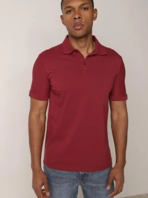 Bordowa Gładka Koszulka Polo o Klasycznym Kroju Sinopea