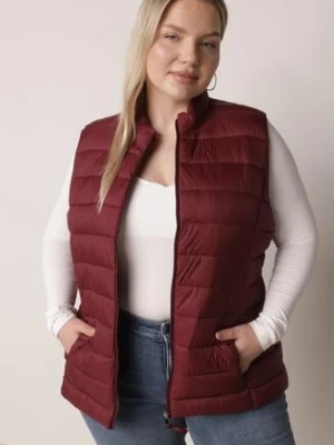 Bordowa Pikowana Kamizelka Przejściowa ze Stójką Edanwen