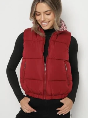 Bordowa Pikowana Kamizelka z Ozdobną Podszewką Olianela j.style