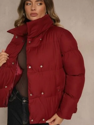 Bordowa Pikowana Kurtka na Napy Elriona j.style
