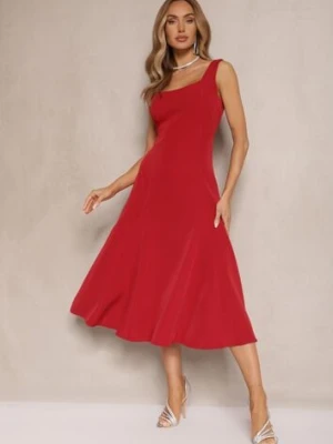 Bordowa Rozkloszowana Sukienka w Klasycznym Stylu Deslene new collection