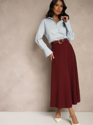 Bordowa Spódnica o Rozkloszowanym Kroju Melobia fashion station