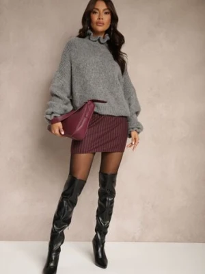 Bordowa Spódnica Ołówkowa z Wiskozą w Paski Zozinae lefon