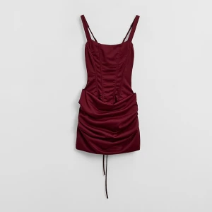 Bordowa sukienka gorsetowa mini na ramiączkach House