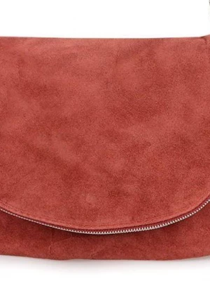 Bordowa vera pelle zamszowa torebka skórzana listonoszka czerwony Merg