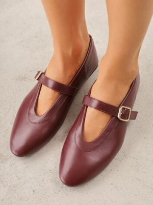Bordowe Balerinki Vices w Stylu Mary Jane z Klamerką i Skórzaną Wkładką Dimaline