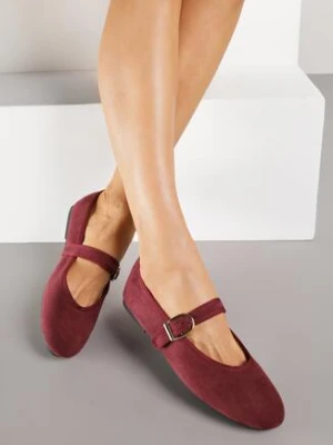 Bordowe Balerinki w Stylu Mary Jane Urifiel