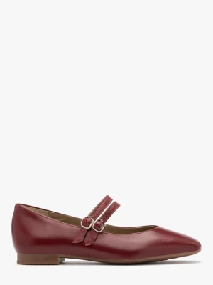 Bordowe baleriny z dwoma paskami Ryłko