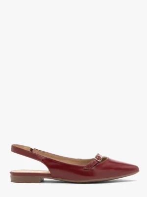Bordowe baleriny z odkrytą piętą Ryłko