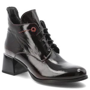 Bordowe Botki Armodo Lakierowane Obuwie Damskie