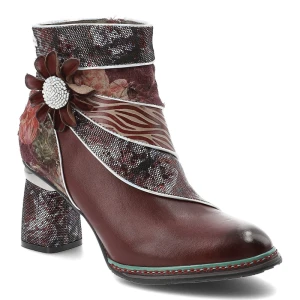 Bordowe Botki Laura Vita Oryginalne Obuwie Damskie Premium