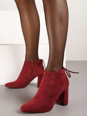 Bordowe Botki na Obcasie z Wiązniem Arlitta
