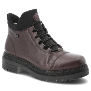 Bordowe Botki Rieker Ocieplane Buty Damskie