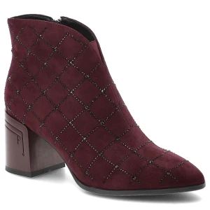 Bordowe Botki S.Barski Stylowe Buty Damskie