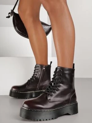 Bordowe Botki Workery na Platformie Xulia