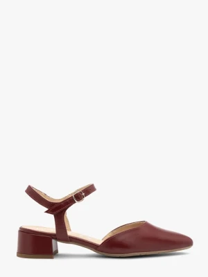 Bordowe czółenka damskie slingback bez pięty RYŁKO
