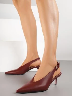 Bordowe Czółenka na Szpilce z Odkrytą Piętą i Szpiczastym Noskiem Latessa cink me