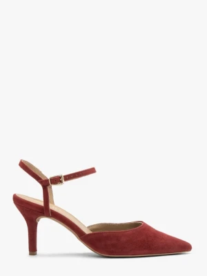 Bordowe czółenka slingback bez pięty Ryłko