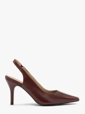 Bordowe czółenka slingback bez pięty Ryłko