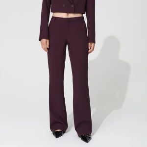 Bordowe eleganckie spodnie dzwony mid waist House
