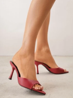 Bordowe Klapki na Szpilce ze Szpiczastym Odkrytym Noskiem Sewnila