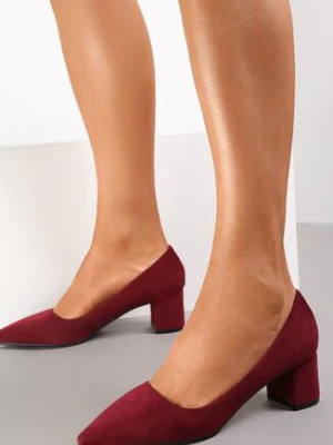 Bordowe Klasyczne Czółenka na Obcasie Katrie