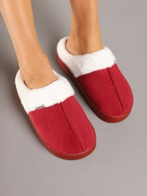 Bordowe Klasyczne Kapcie Vices z Ozdobnym Futrem Eleahilde